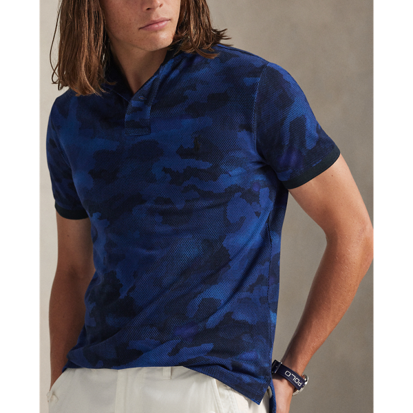 Classic Fit Camo-Print Mesh Polo Shirt