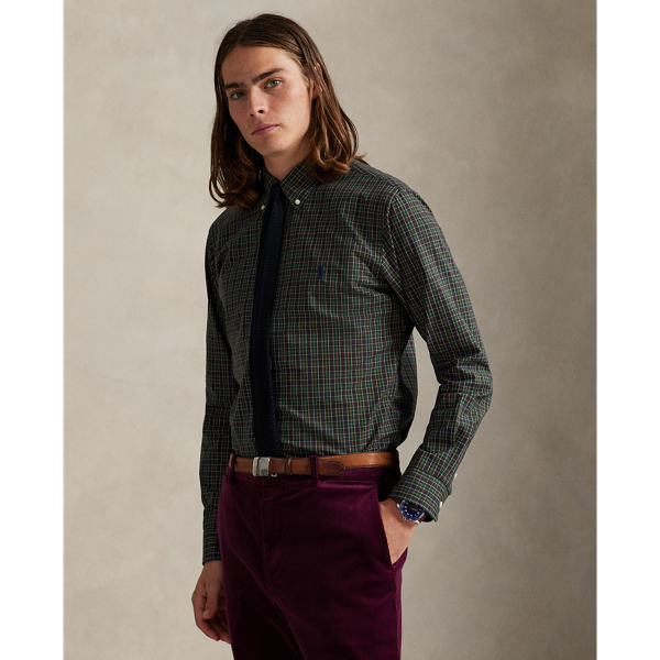 Kariertes Custom-Fit Popelinehemd Polo Ralph Lauren in Braun/Kiefer multi 7
