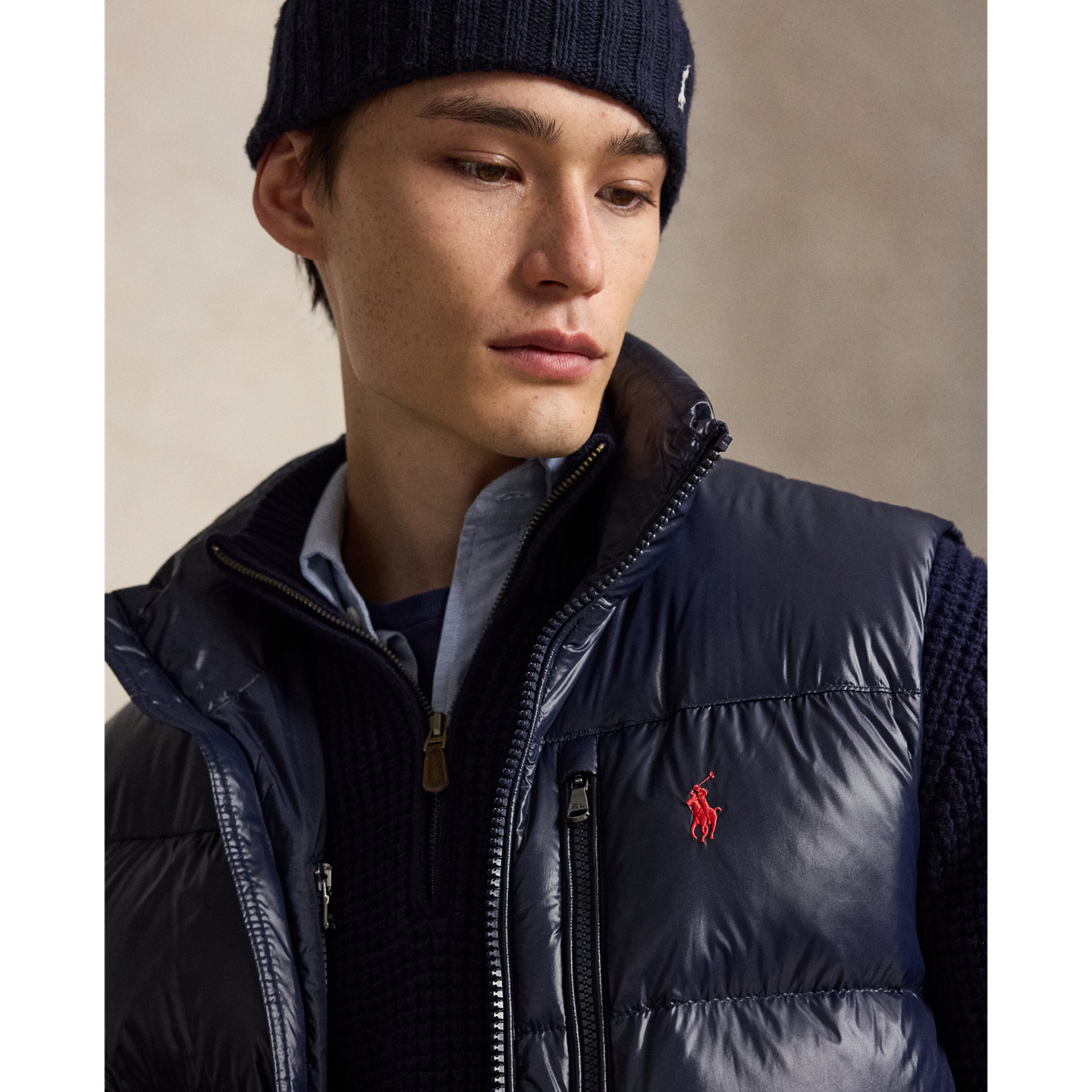 Мужской жилет Ralph Lauren The Gorham Glossed Down, цвет: Тёмно-синий — фото 3