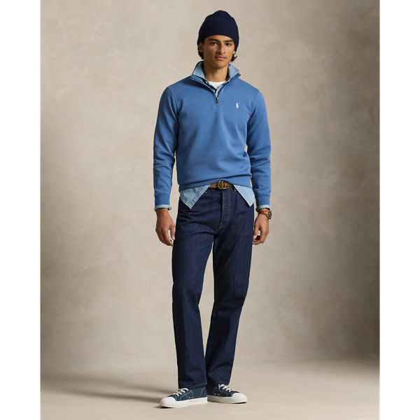 Pull quart de zip en maille double Polo Ralph Lauren en Bleu lacustre 4