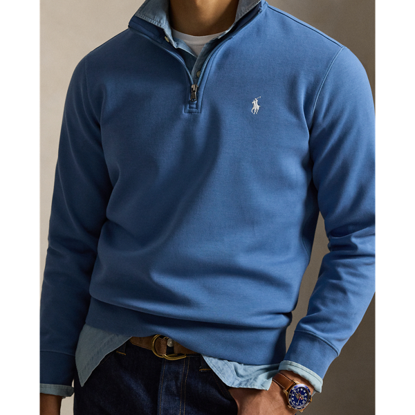 Pull quart de zip en maille double Polo Ralph Lauren en Bleu lacustre 6