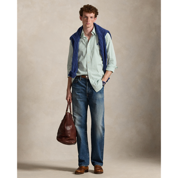 White Seafoam Custom Fit Striped Poplin Shirt Polo Ralph Lauren 3