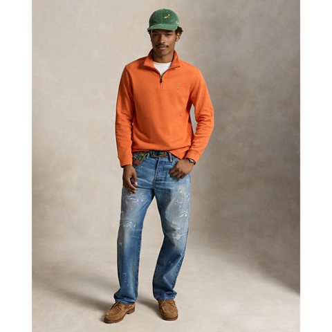 Свитер Ralph Lauren Estate-Rib Quarter-Zip Pullover, цвет: Оранжевый меланжевый