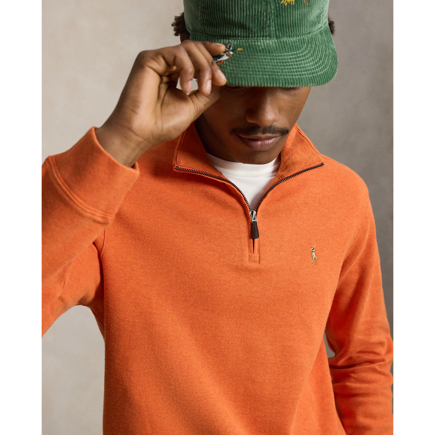 Свитер Ralph Lauren Estate-Rib Quarter-Zip Pullover, цвет: Оранжевый меланжевый — фото 3