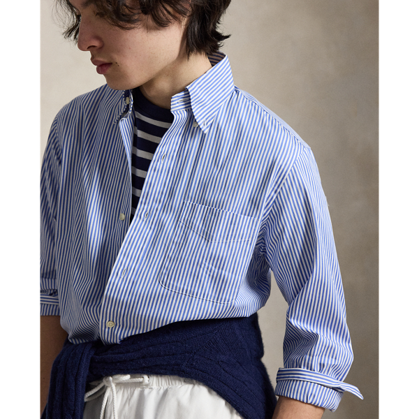 Blue/White Classic Fit Striped Poplin Shirt Polo Ralph Lauren 5