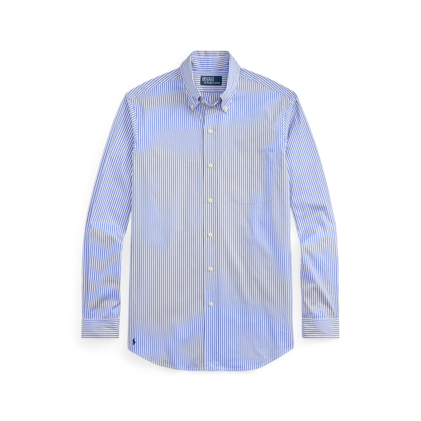 Мужская рубашка Ralph Lauren Classic Fit Striped Poplin, цвет: Синий / Белый — фото 4