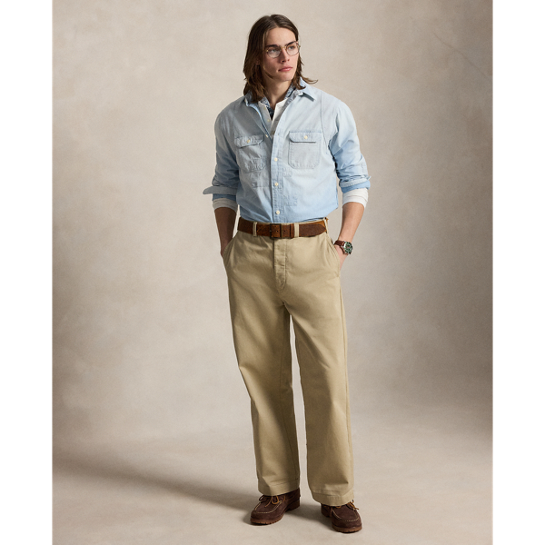 Medium Indigo Classic Fit Chambray Workshirt Polo Ralph Lauren 4