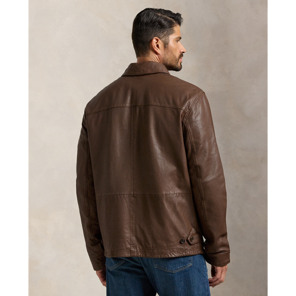 Men's polo leather jacket best sale