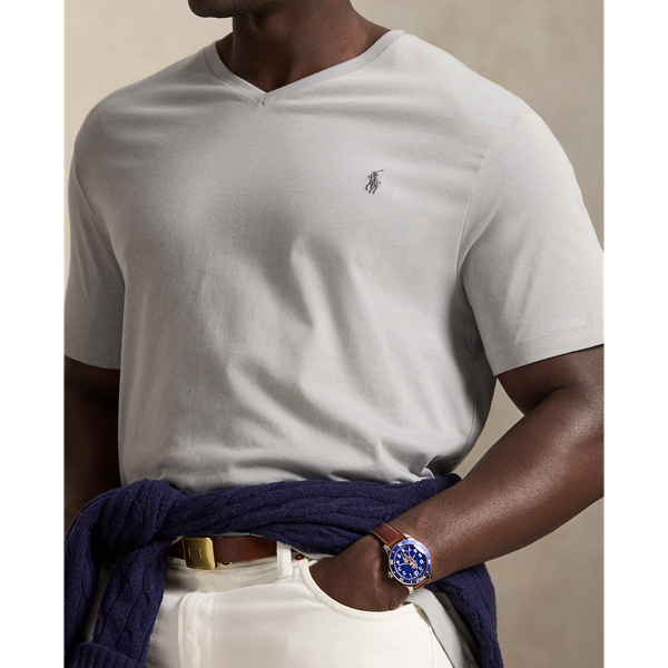 Soft Grey Jersey V-Neck T-Shirt Big & Tall 6