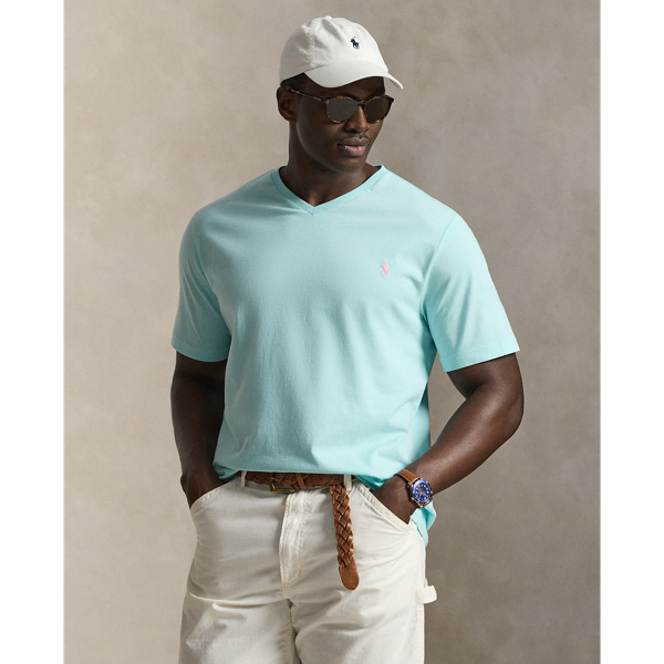 New Aqua Jersey V-Neck T-Shirt Big & Tall 7
