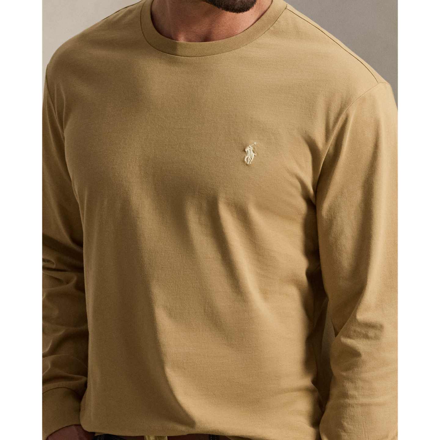 Мужская футболка Ralph Lauren Jersey Long-Sleeve T-Shirt, цвет: Рыжевато-коричневый — фото 3