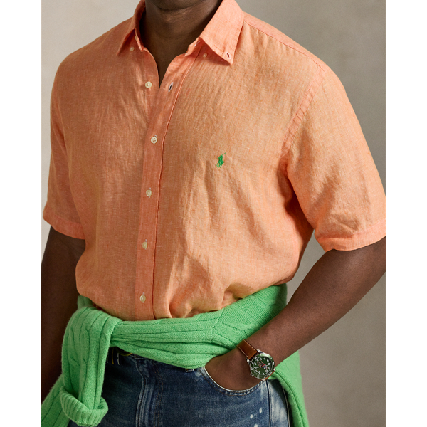 Orange/White Linen Shirt Big & Tall 6