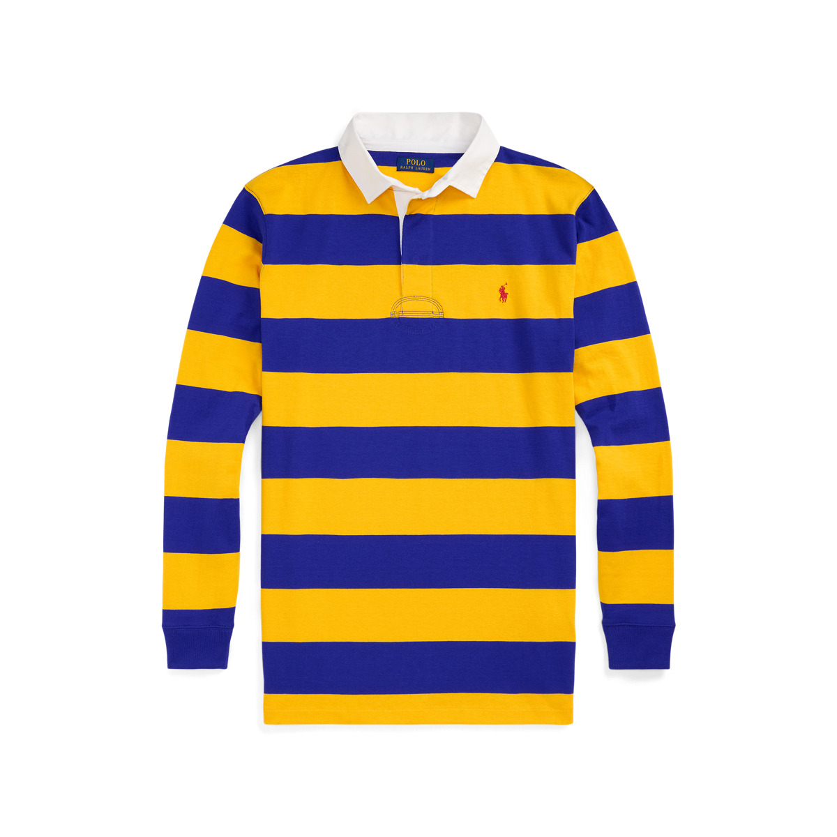 Polo Ralph Lauren Rugby Stripe Cotton Crew Neck 2024 Sweater Mens Large Yellow Navy