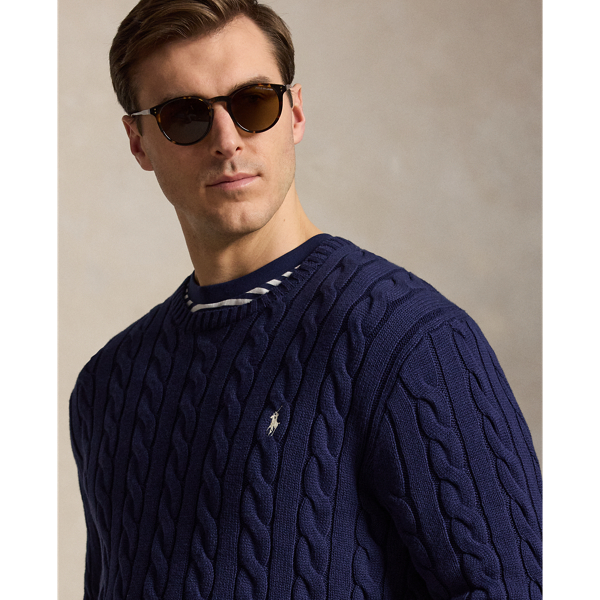 Jersey de algod&oacute;n en punto de ochos Big & Tall en Bright Navy 6