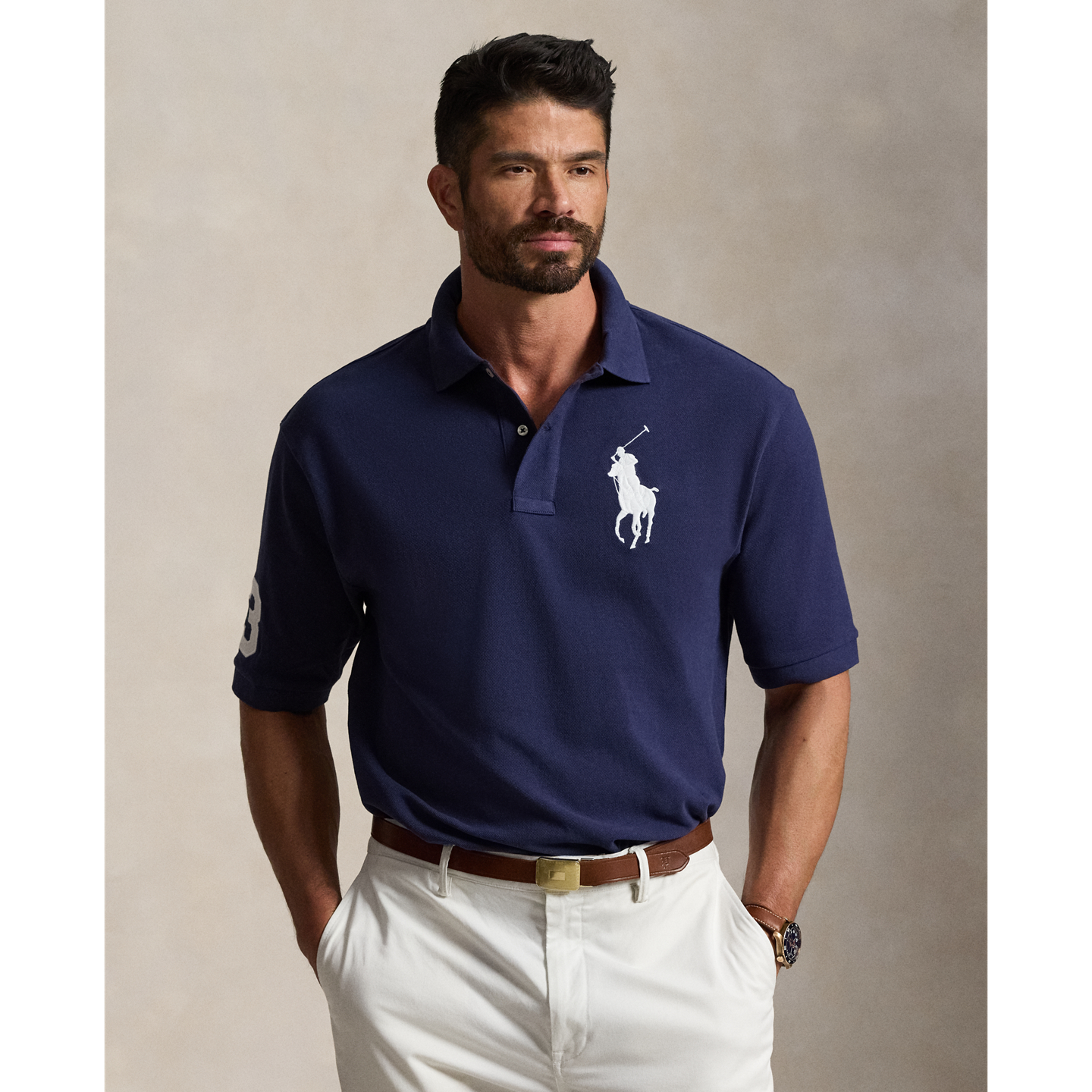 Мужское поло Ralph Lauren Big Pony Mesh Polo, цвет: Тёмно-синий — фото 5