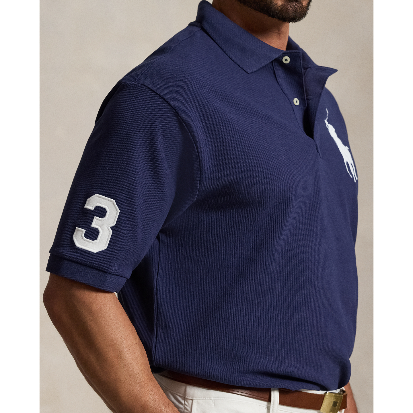 Мужское поло Ralph Lauren Big Pony Mesh Polo, цвет: Тёмно-синий — фото 3