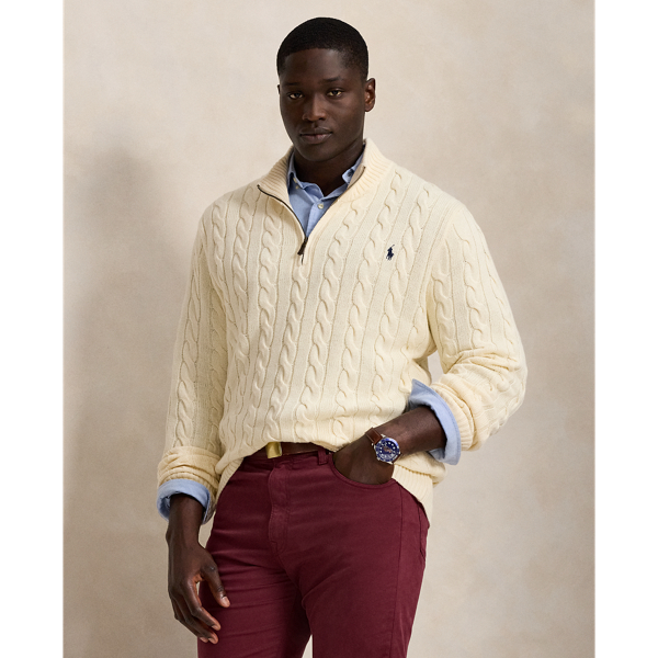 Cable-Knit Cotton Quarter-Zip Sweater