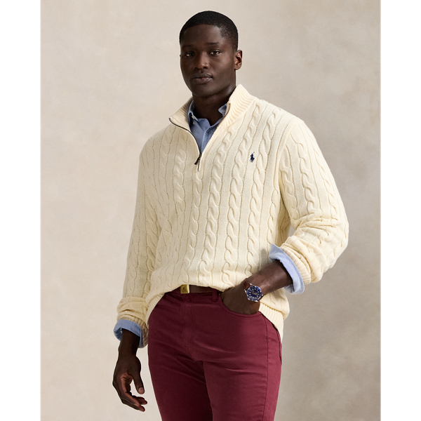 Cable-Knit Cotton Quarter-Zip Sweater