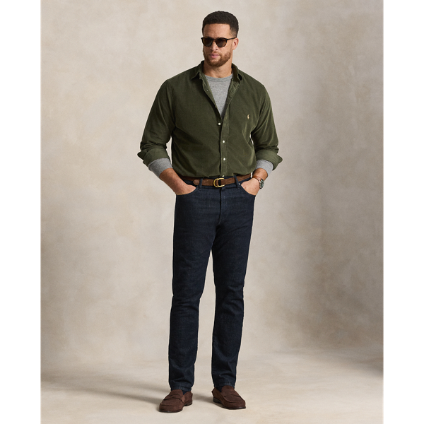 Fijn corduroy overhemd Big & Tall in Company olive 4