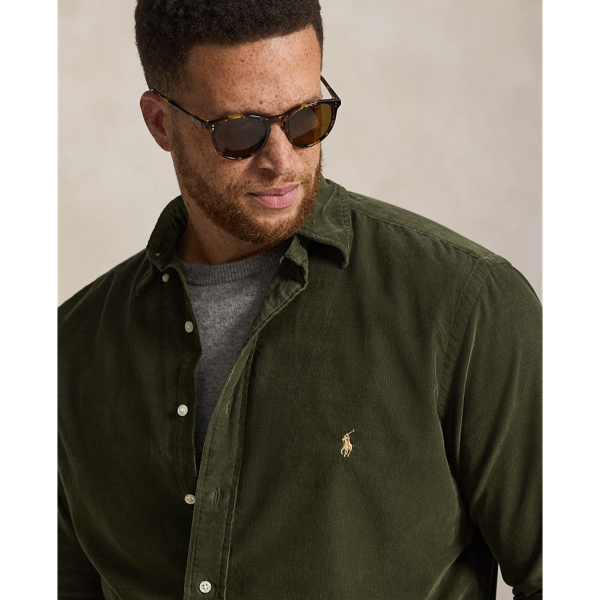 Fijn corduroy overhemd Big & Tall in Company olive 6