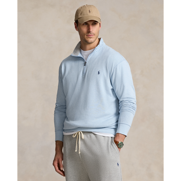 Blue Heather Luxury Jersey Quarter-Zip Pullover Big & Tall for fall 1