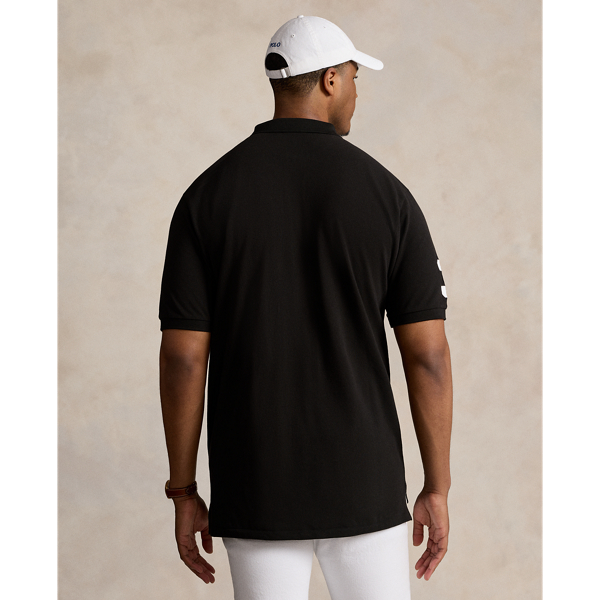 Polo Black Triple-Pony Mesh Polo Shirt Big & Tall 5