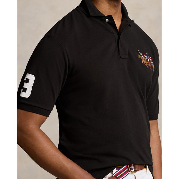 Polo Black Triple-Pony Mesh Polo Shirt Big & Tall 6