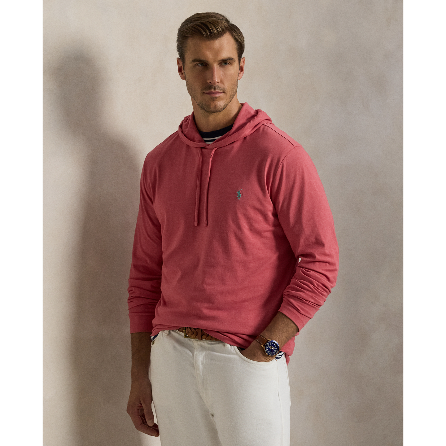 Мужская футболка Ralph Lauren Jersey Hooded, цвет: Ягодный — фото 4