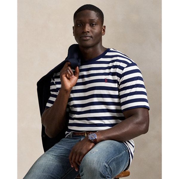 Striped Jersey Crewneck T-Shirt