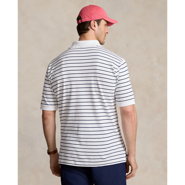 White/Refined Navy Striped Soft Cotton Polo Shirt Big & Tall 5