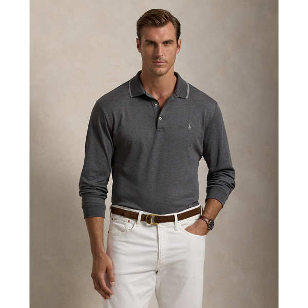 Soft Cotton Long-Sleeve Polo Shirt