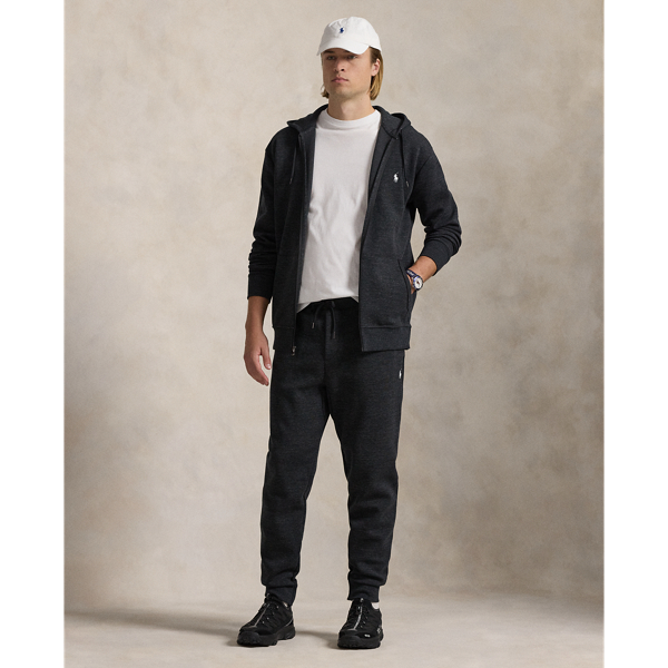 Black Marl Heather Double-Knit Jogging Bottoms Big & Tall 1