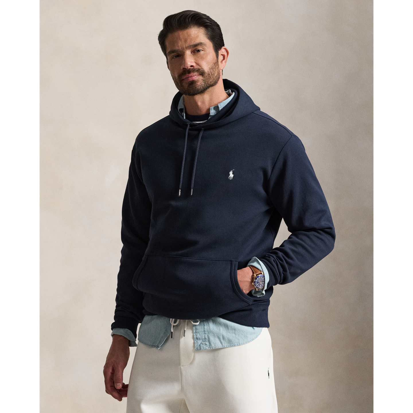 Мужское худи Ralph Lauren Double-Knit, цвет: Тёмно-синий — фото 4