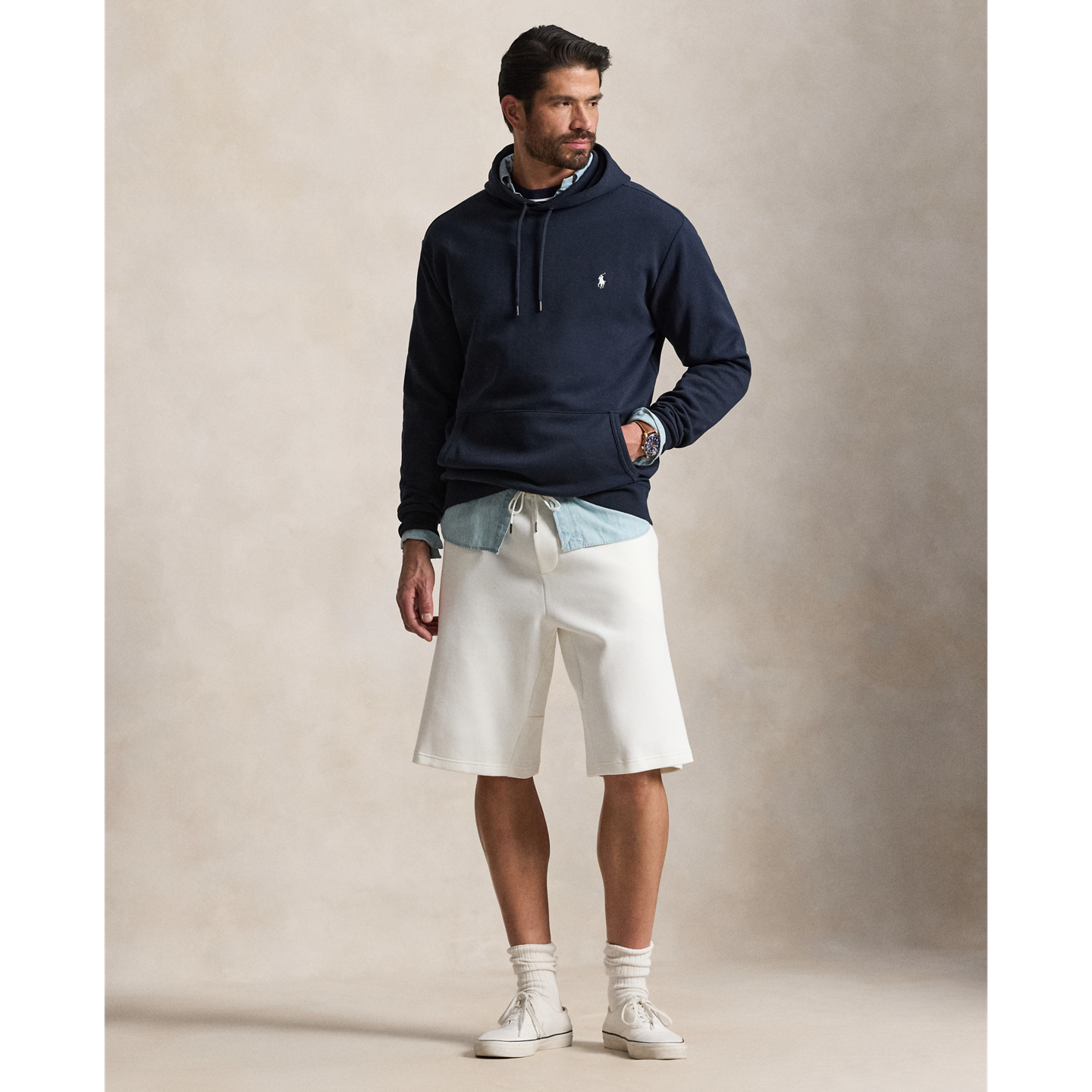 Мужское худи Ralph Lauren Double-Knit, цвет: Тёмно-синий — фото 1