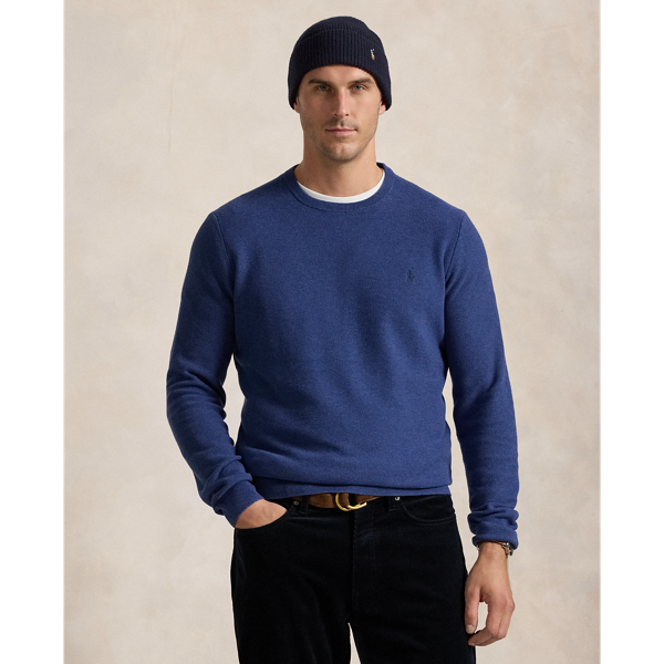 Mesh-Knit Cotton Crewneck Sweater