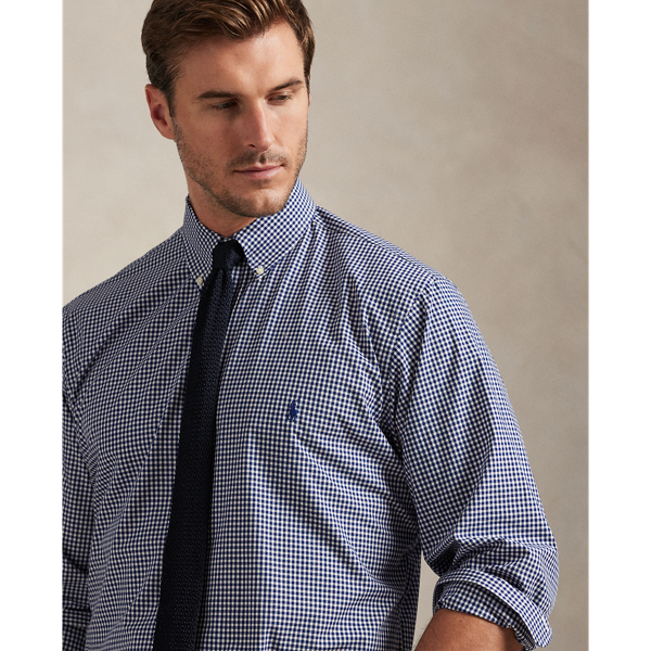 Newport Navy White Gingham Stretch Poplin Shirt Big & Tall 6