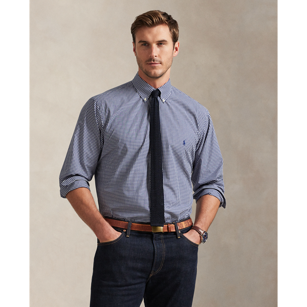 Newport Navy White Gingham Stretch Poplin Shirt Big & Tall 7