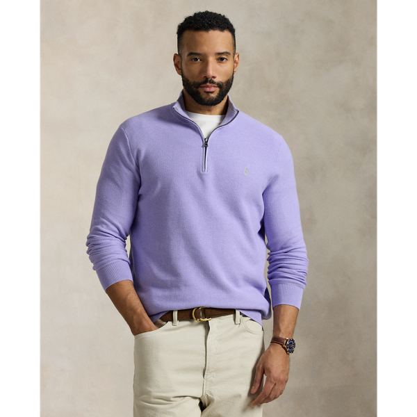 Mesh-Knit Cotton Quarter-Zip Sweater