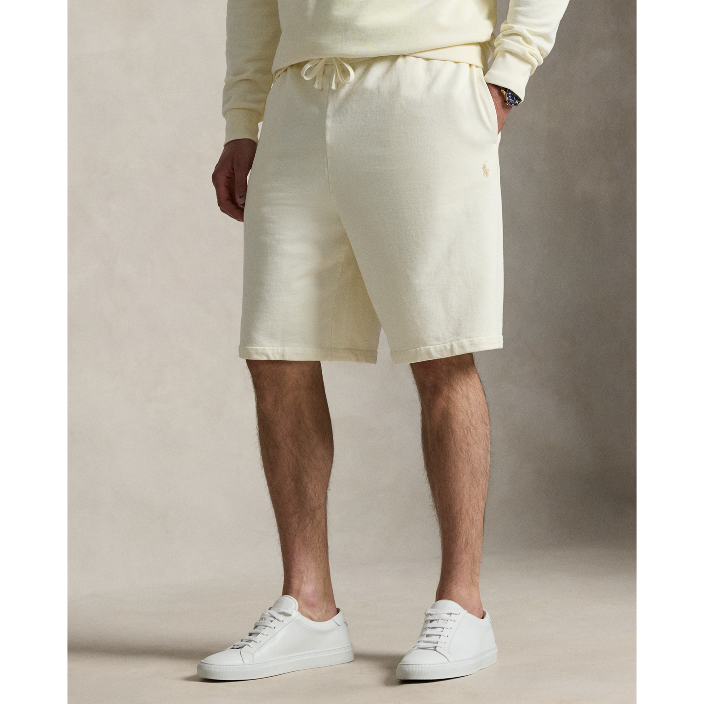 Шорты Ralph Lauren Loopback Fleece Short, цвет: Кремовый — фото 1