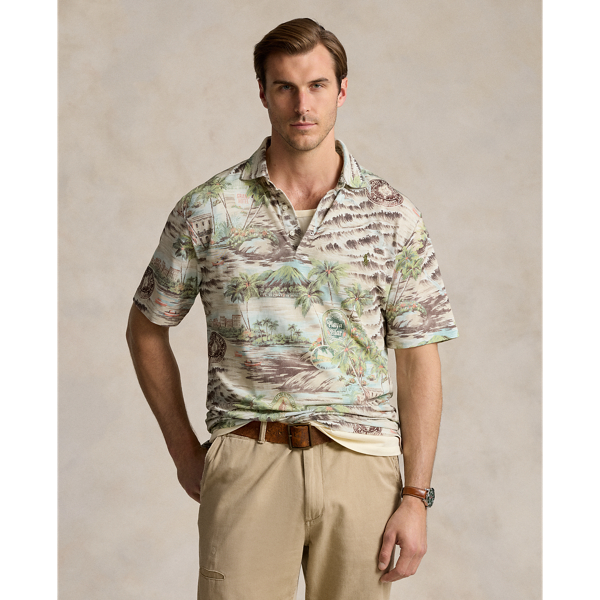 Printed Mesh Polo Shirt