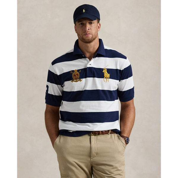 Newport Navy/White Big Pony Striped Mesh Polo Shirt Big & Tall 1