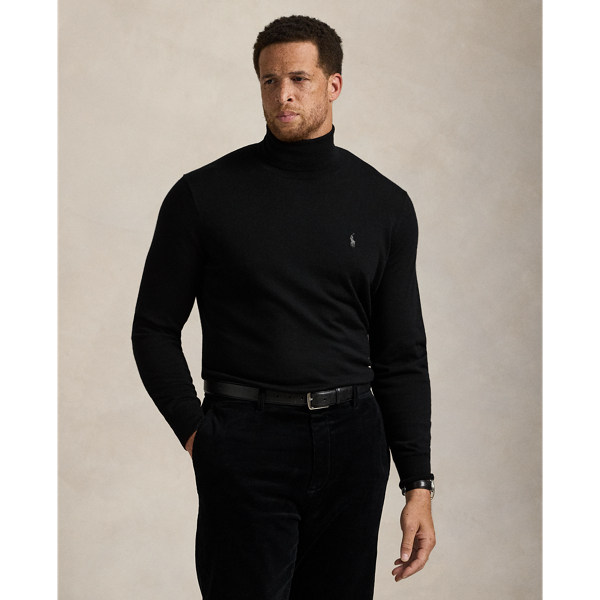 Polo Black Washable Wool Turtleneck Sweater Big & Tall 1