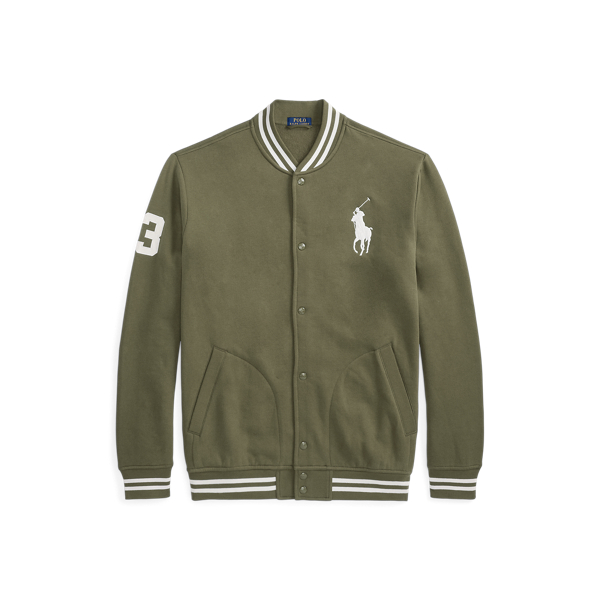 Cruise Olive/White Big Pony Fleece Baseball Jacket Big & Tall for fall 1