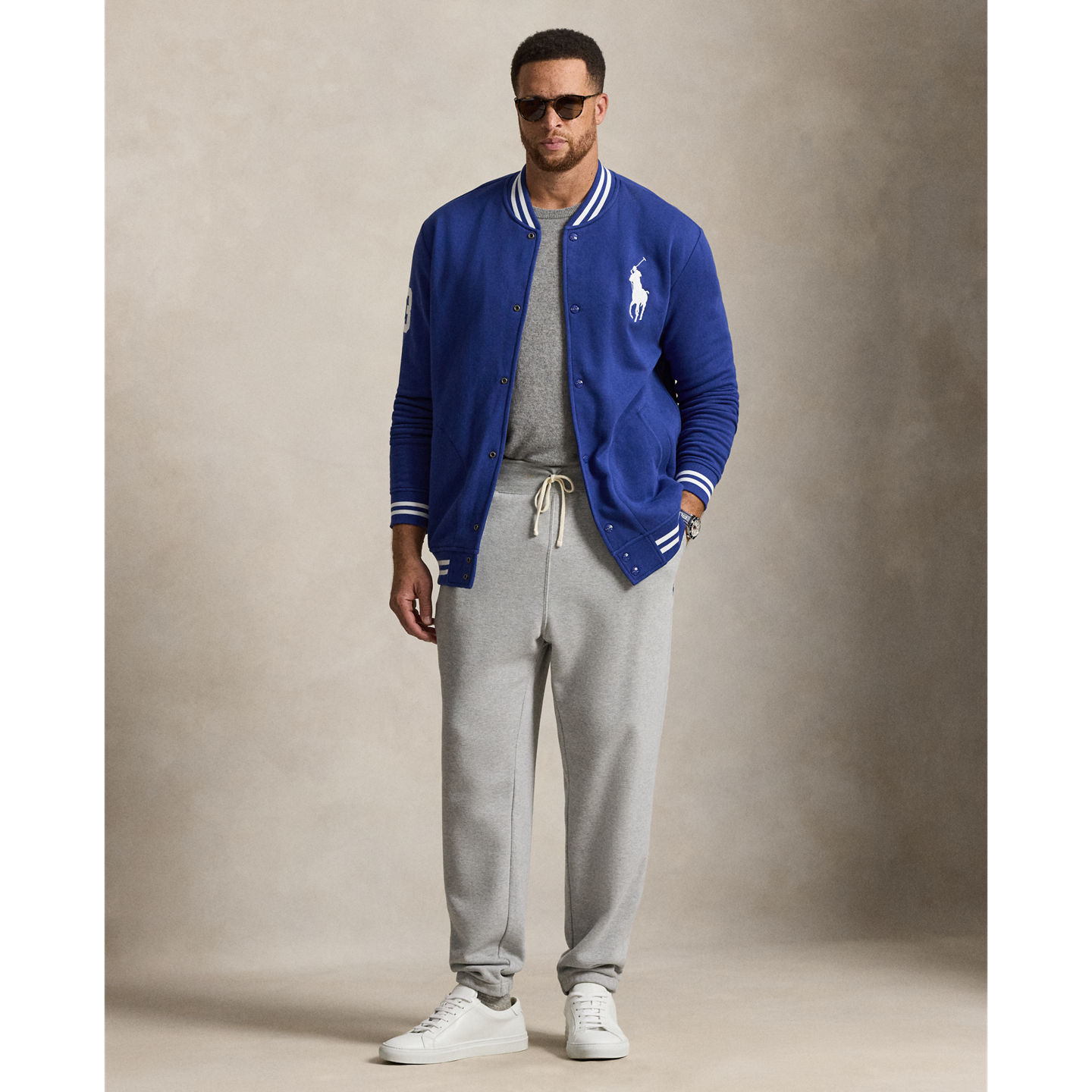 Куртка Ralph Lauren Big Pony Fleece Baseball, цвет: Синий / Белый — фото 1