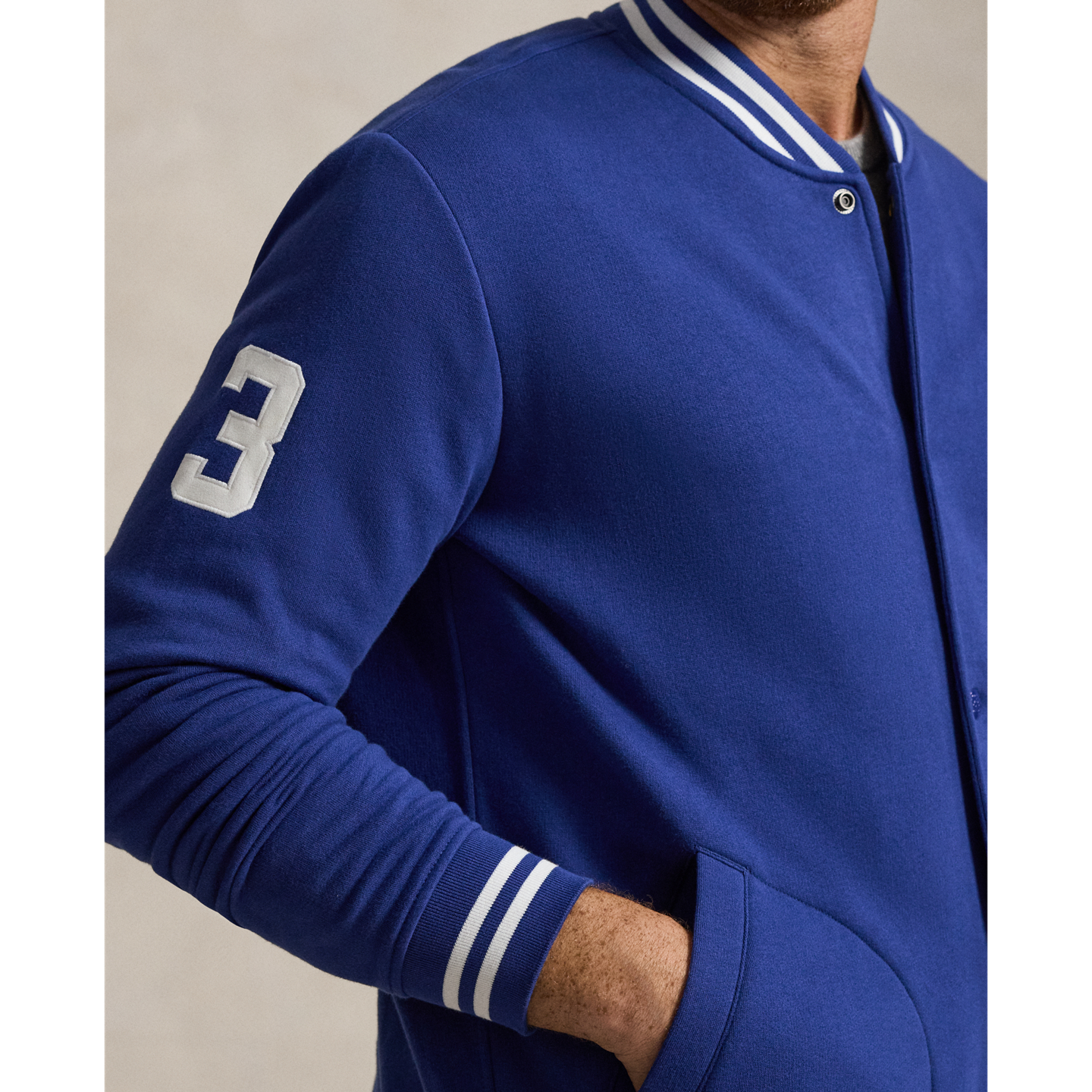 Куртка Ralph Lauren Big Pony Fleece Baseball, цвет: Синий / Белый — фото 3