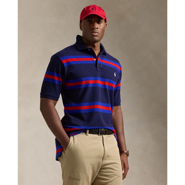 Navy striped polo shirt hotsell