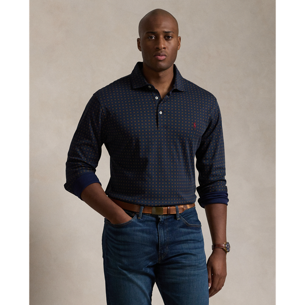 Refined Navy Foulard-Print Soft Cotton Polo Shirt Big & Tall 1