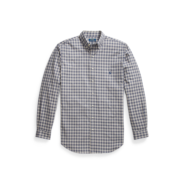 Camisa axadrezada em popelina el&aacute;stica Big & Tall em 1