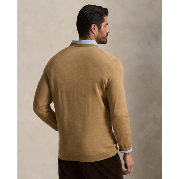 Jicama Brown Heather Washable Wool Crewneck Jumper Big & Tall 5