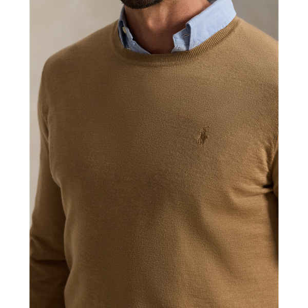 Jicama Brown Heather Washable Wool Crewneck Jumper Big & Tall 6